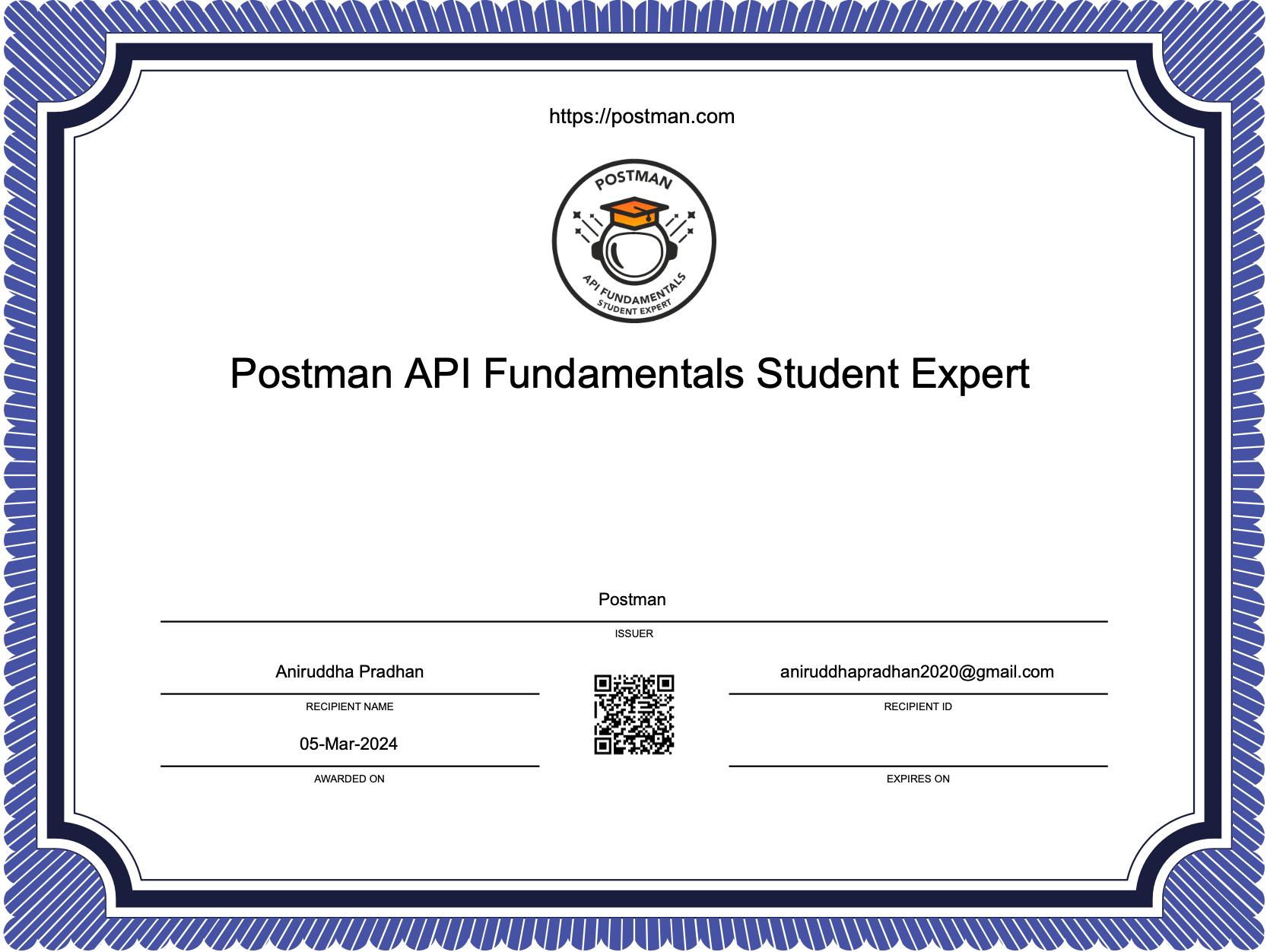 Postman API Fundamentals Student Expert